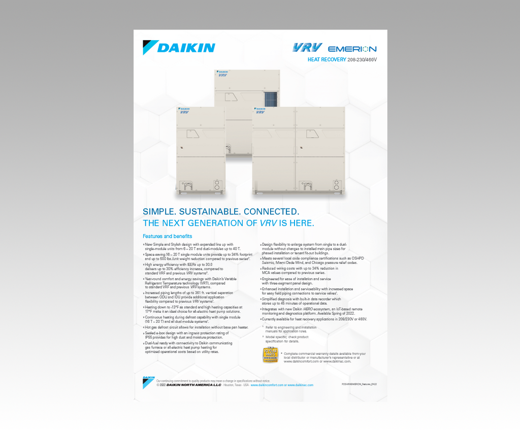 POS-VRV EMERION Features POS-VRV EMERION Features