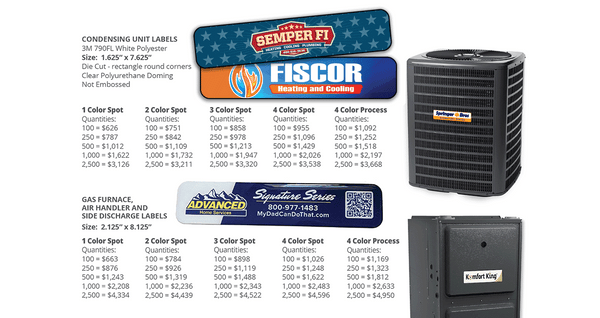 Furnace Labels Example Private Label - Gas Furnace, Air Handler and Side Discharge Labels ...